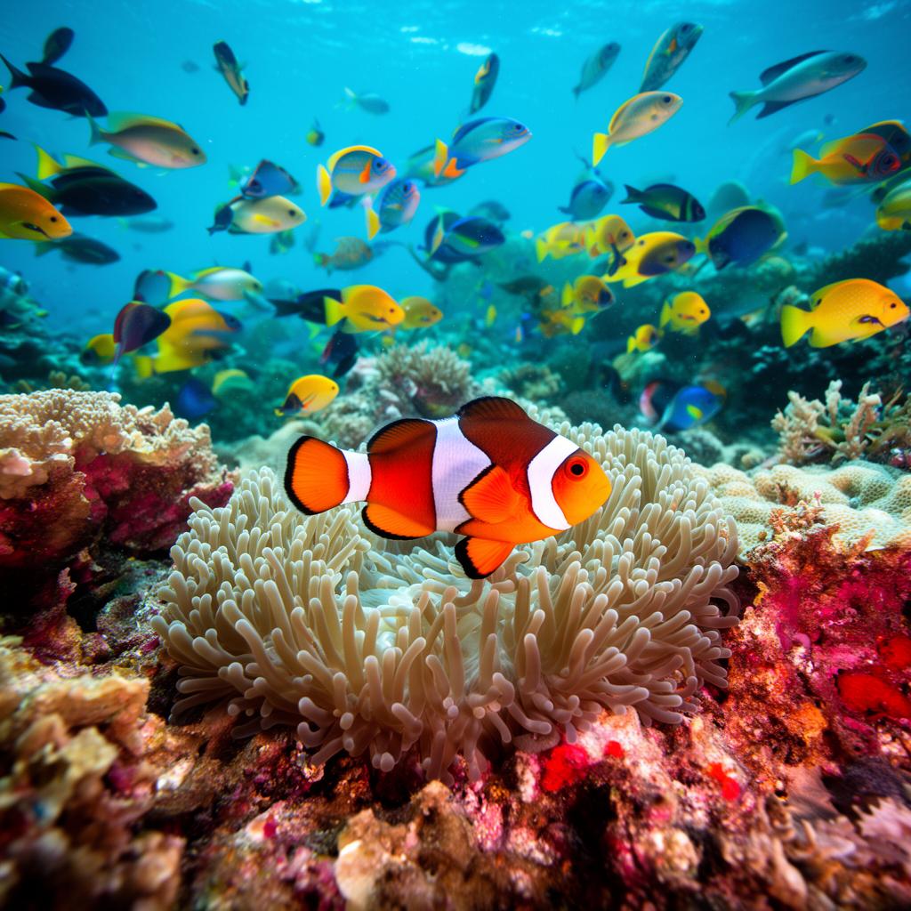 Récif corallien et poissons tropicaux